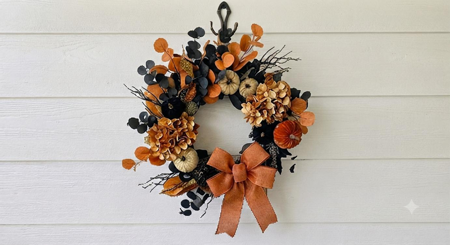 Fall Harvest Halloween door wreath
